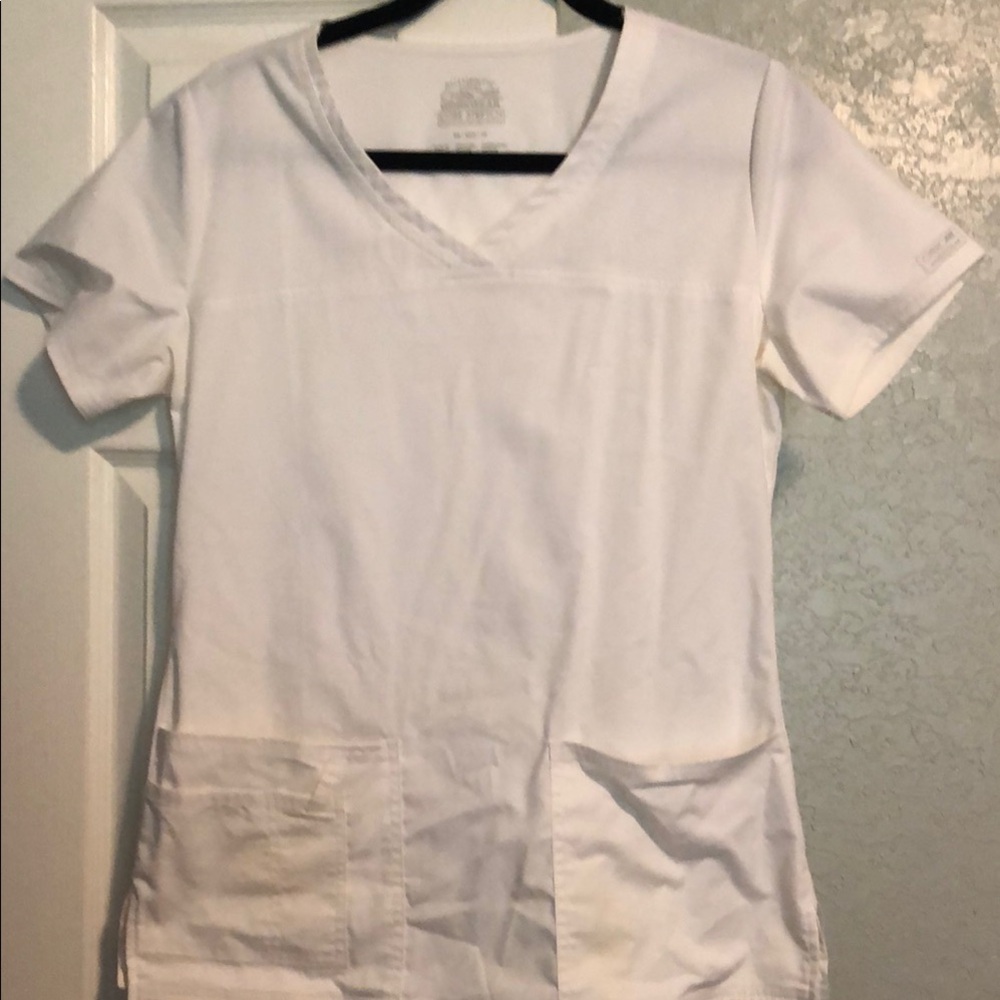 White V-Neck Scrub Top and pants